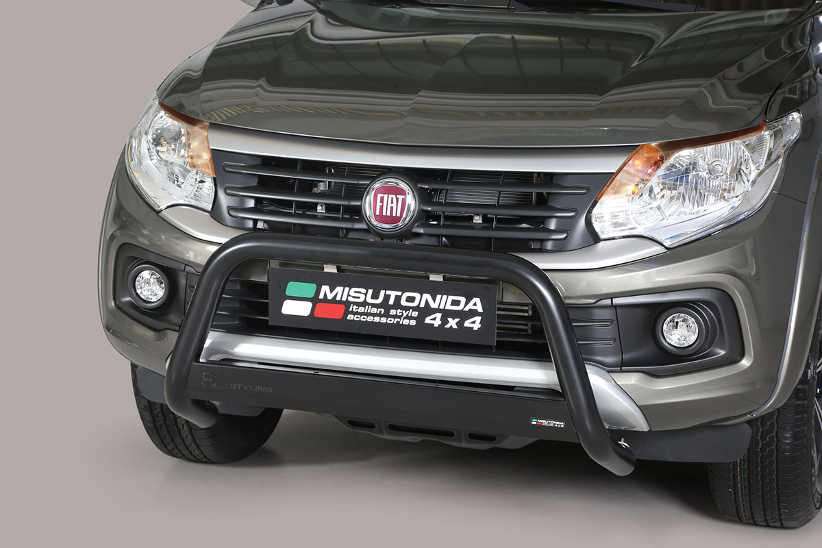 Fiat Fullback 2016 tot heden - pushbar Ø 63 mm met CE/EU certificaat - RVS 304 zwarte poedercoating