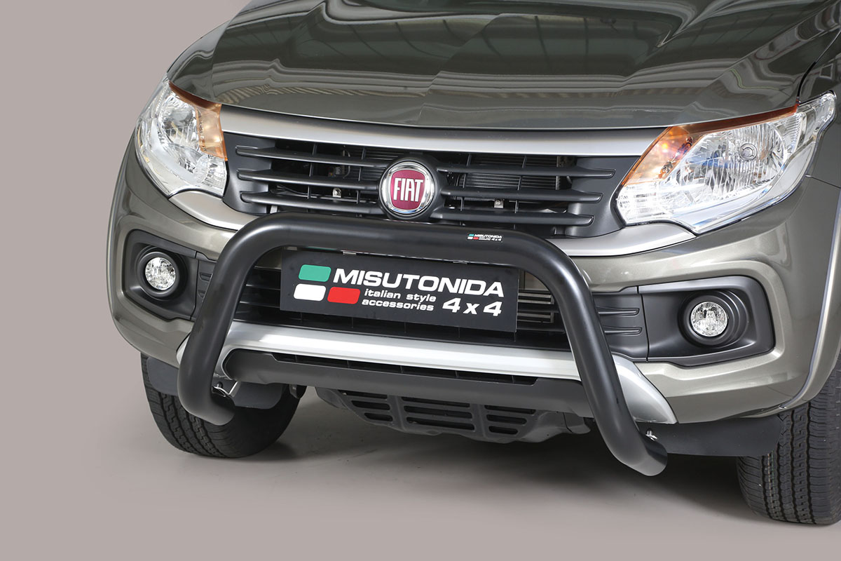 Fiat Fullback 2016 tot heden - super pushbar Ø 76 mm met CE/EU certificaat - RVS 304 zwarte poedercoating