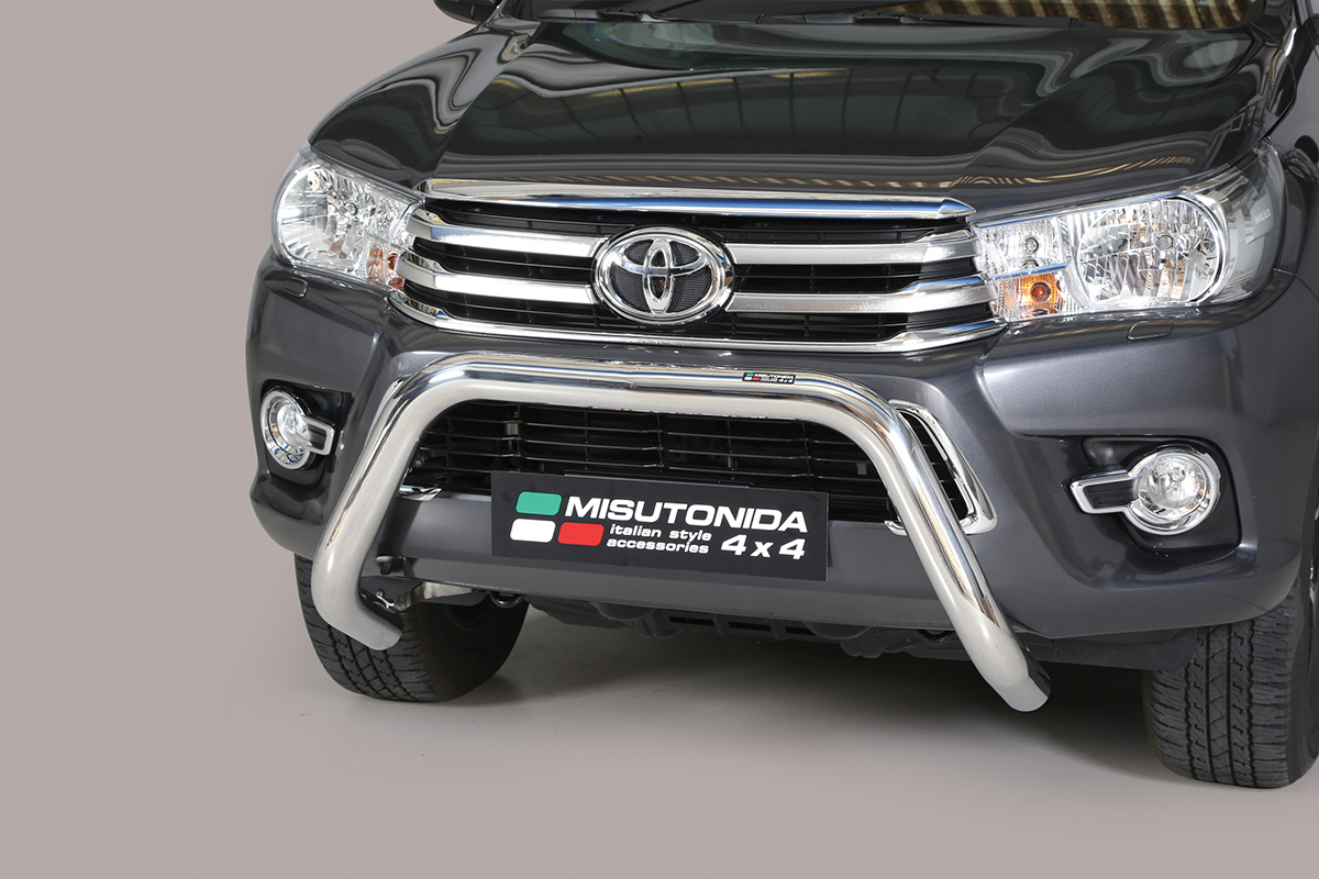 Toyota Hilux 2016 tot 2019 – super pushbar Ø 76 mm met CE/EU certificaat - RVS 304 hoogglans gepolijst