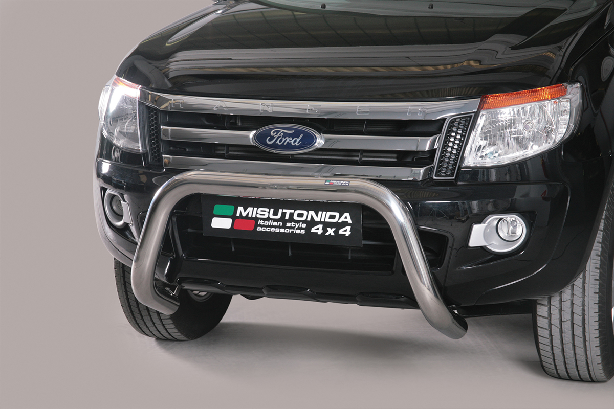 Ford Ranger 2012 tot 2016 - super pushbar Ø 76 mm met CE/EU certificaat - RVS 304 hoogglans gepolijst