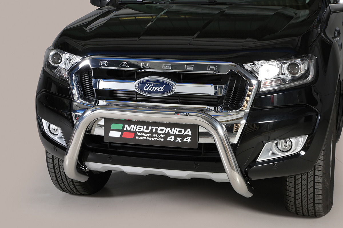 Ford Ranger 2016 tot 2019 - super pushbar Ø 76 mm met CE/EU certificaat - RVS 304 hoogglans gepolijst