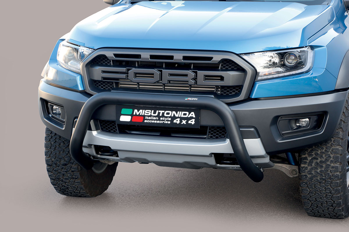 Ford Ranger Raptor 2019 tot heden - super pushbar Ø 76 mm met CE/EU certificaat - RVS 304 zwarte poedercoating