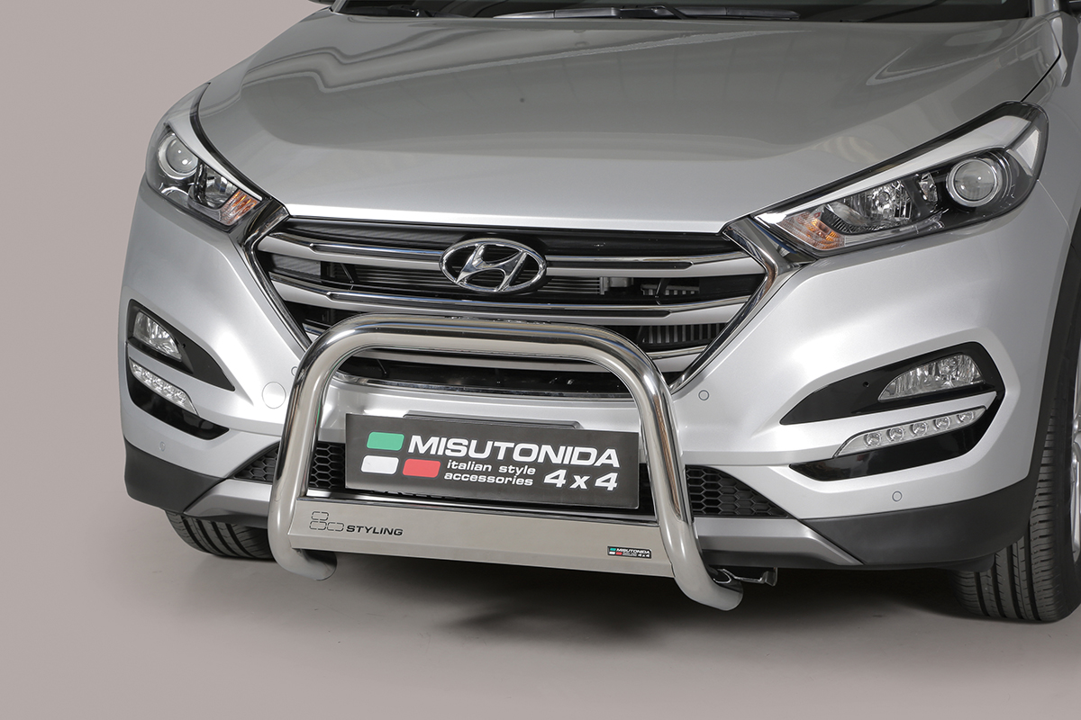 Hyundai Tucson 2015 tot 2018 - pushbar Ø 63 mm met CE/EU certificaat - RVS 304 hoogglans gepolijst