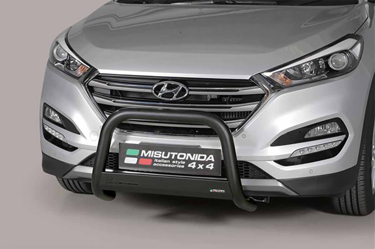 Hyundai Tucson 2015 tot 2018 - pushbar Ø 63 mm met CE/EU certificaat - RVS 304 zwarte poedercoating