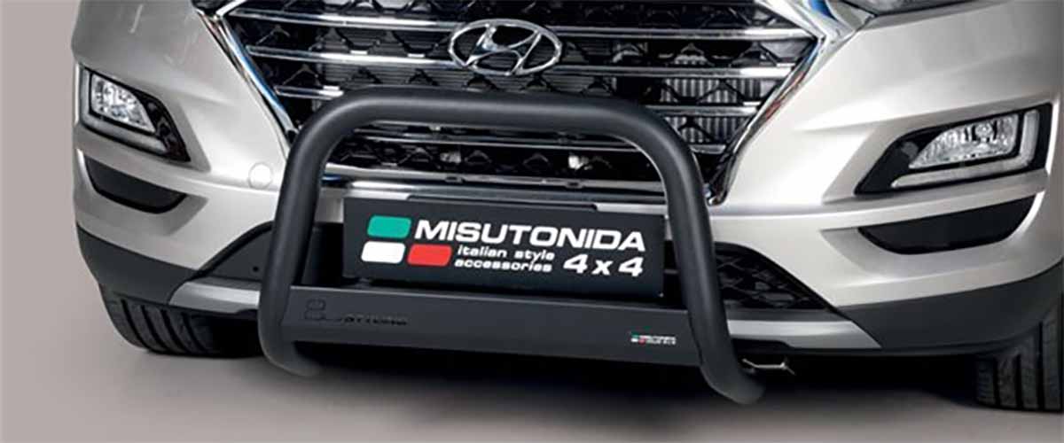 Hyundai Tucson 2018 tot 2021 - pushbar Ø 63 mm met CE/EU certificaat - RVS 304 zwarte poedercoating