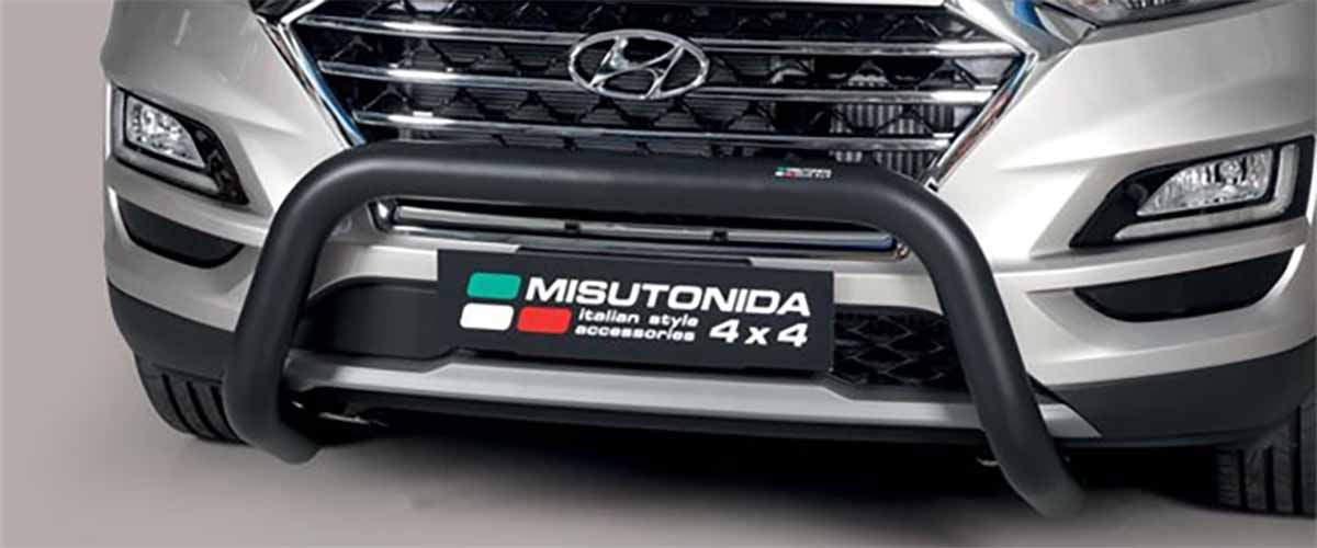 Hyundai Tucson 2018 tot 2021 - super pushbar Ø 76 mm met CE/EU certificaat - RVS 304 zwarte poedercoating