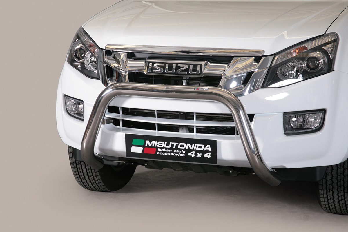 Isuzu D-MAX 2012 tot 2018 - super pushbar Ø 76 mm met CE/EU certificaat - RVS 304 hoogglans gepolijst