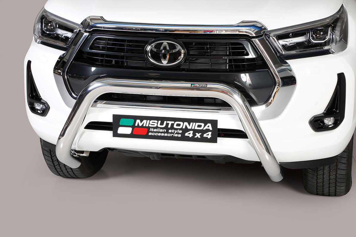 Toyota Hilux 2021 tot heden - super pushbar Ø 76 mm met CE/EU certificaat - RVS 304 hoogglans gepolijst