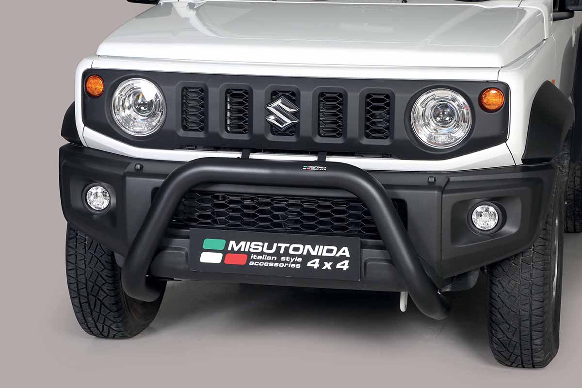 Suzuki Jimny 2018 tot heden - super pushbar Ø 76 mm met CE/EU certificaat - RVS 304 zwarte poedercoating