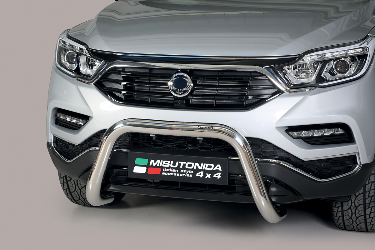 Ssangyong Rexton 2018 tot heden - super pushbar Ø 76 mm met CE/EU certificaat - RVS 304 hoogglans gepolijst