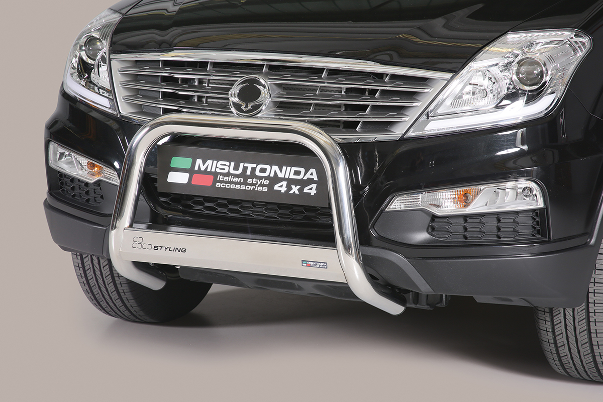 Ssangyong Rexton 2012 tot 2018 - pushbar Ø 63 mm met CE/EU certificaat - RVS 304 hoogglans gepolijst