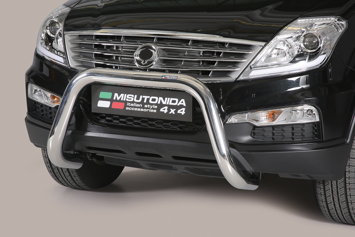 Ssangyong Rexton 2012 tot 2018 - super pushbar Ø 76 mm met CE/EU certificaat - RVS 304 hoogglans gepolijst