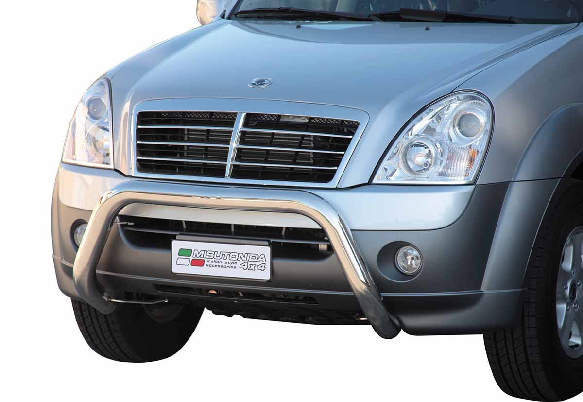 Ssangyong Rexton 2006 tot 2012 - super pushbar Ø 76 mm met CE/EU certificaat - RVS 304 hoogglans gepolijst