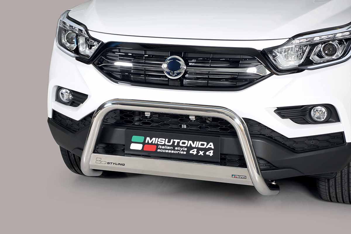 Ssangyong Musso 2018 tot heden - pushbar Ø 63 mm met CE/EU certificaat - RVS 304 hoogglans gepolijst