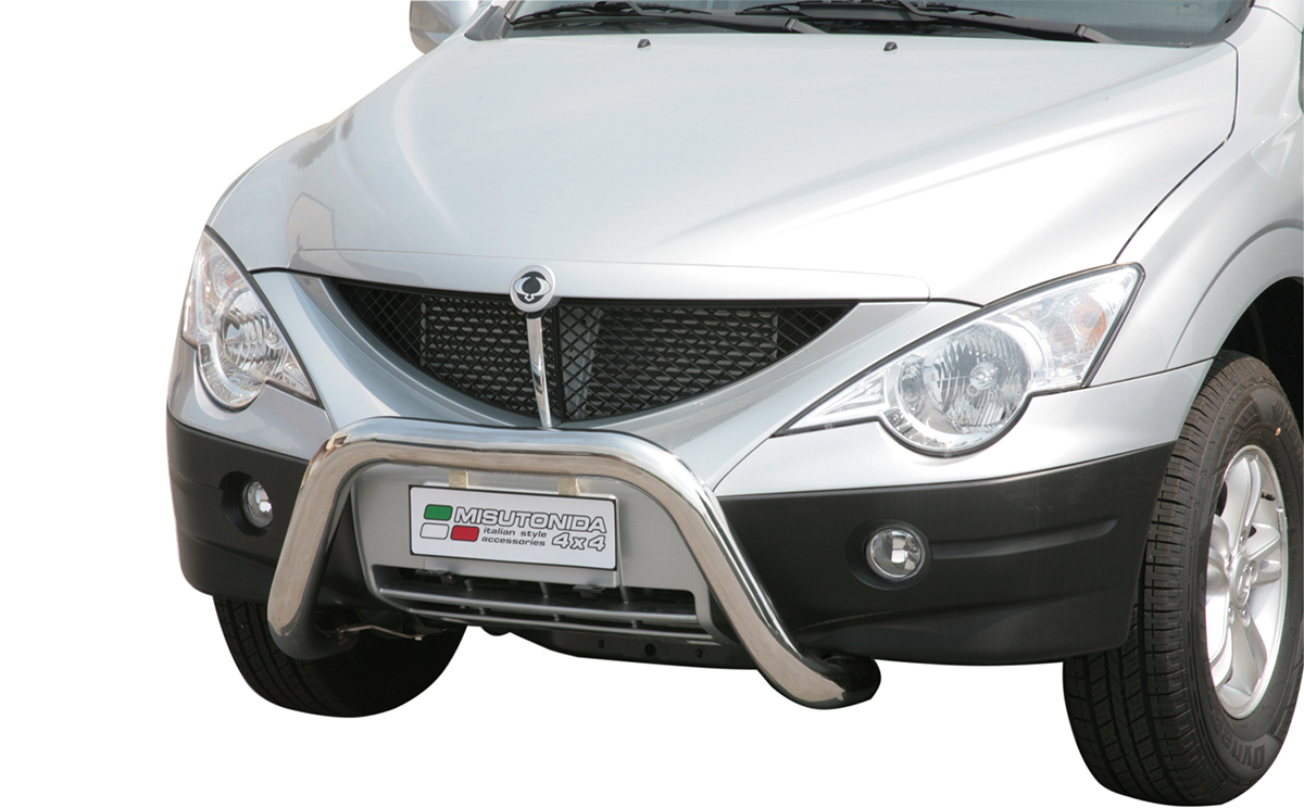 Ssangyong Actyon Sports 2007 tot 2012 - super pushbar Ø 76 mm met CE/EU certificaat - RVS 304 hoogglans gepolijst