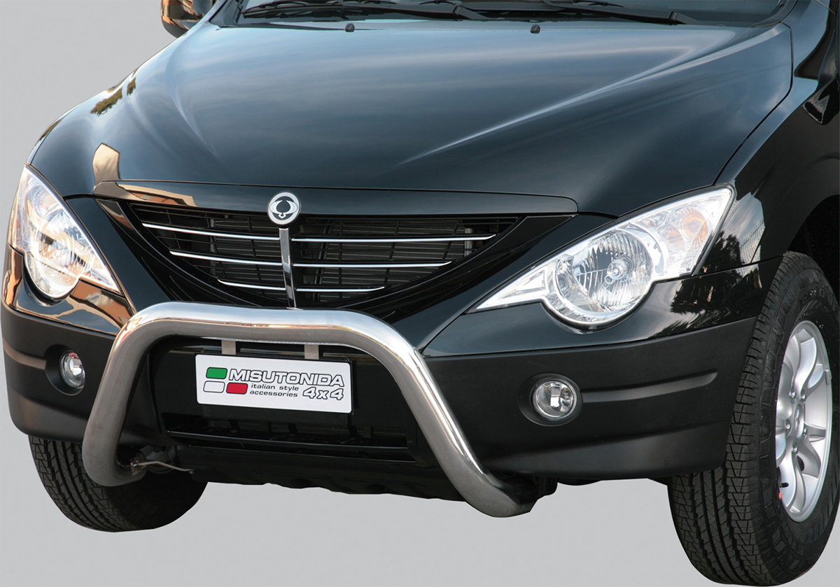 Ssangyong Actyon 2006 tot 2009 - super pushbar Ø 76 mm met CE/EU certificaat - RVS 304 hoogglans gepolijst