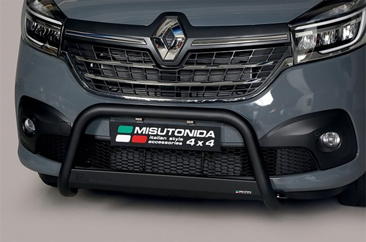 Renault Trafic 2014 tot 2022 L1 - pushbar Ø 63 mm met CE/EU certificaat - RVS 304 zwarte poedercoating