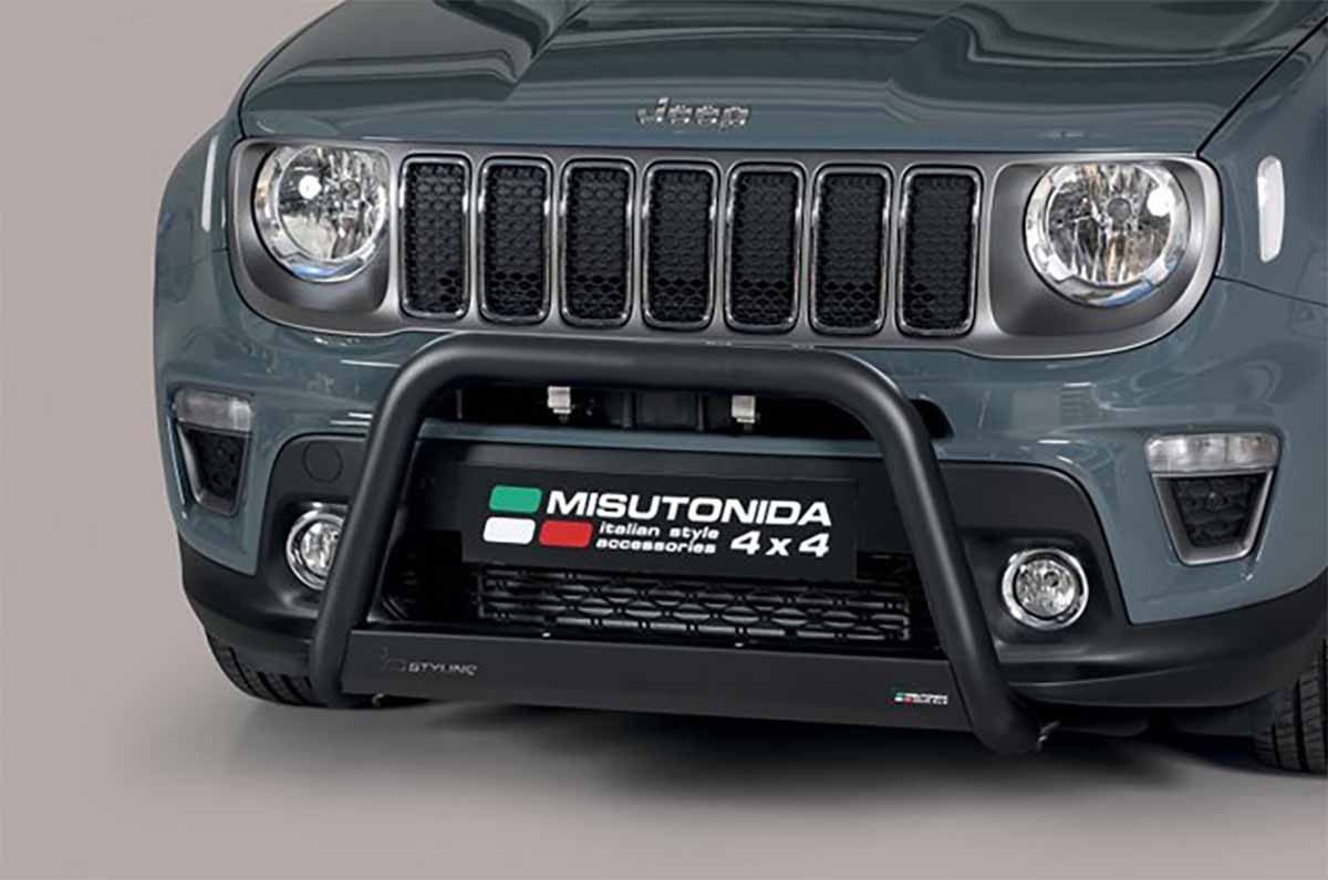 Jeep Renegade 2018 tot heden - pushbar Ø 63 mm met CE/EU certificaat - RVS 304 zwarte poedercoating