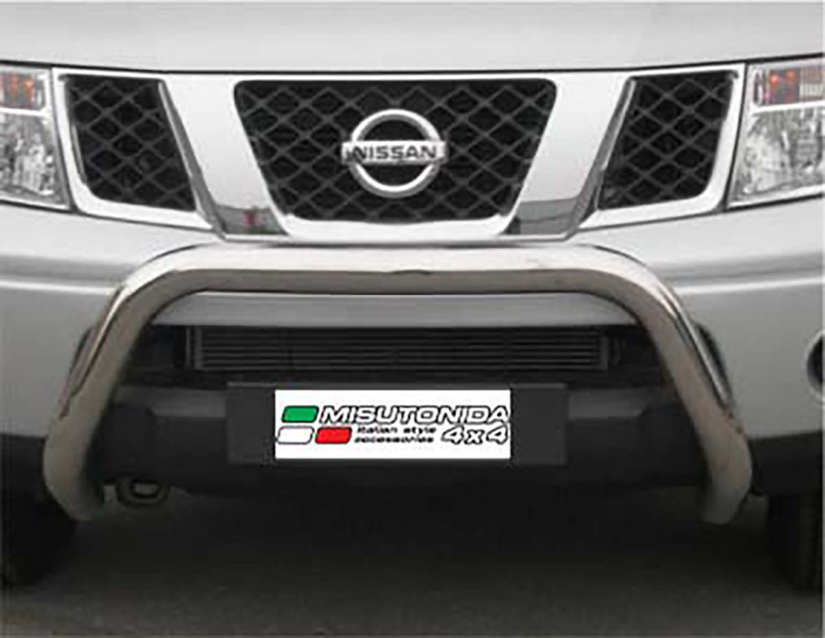 Nissan Navara 2005 tot 2010 - super pushbar Ø 76 mm met CE/EU certificaat - RVS 304 hoogglans gepolijst