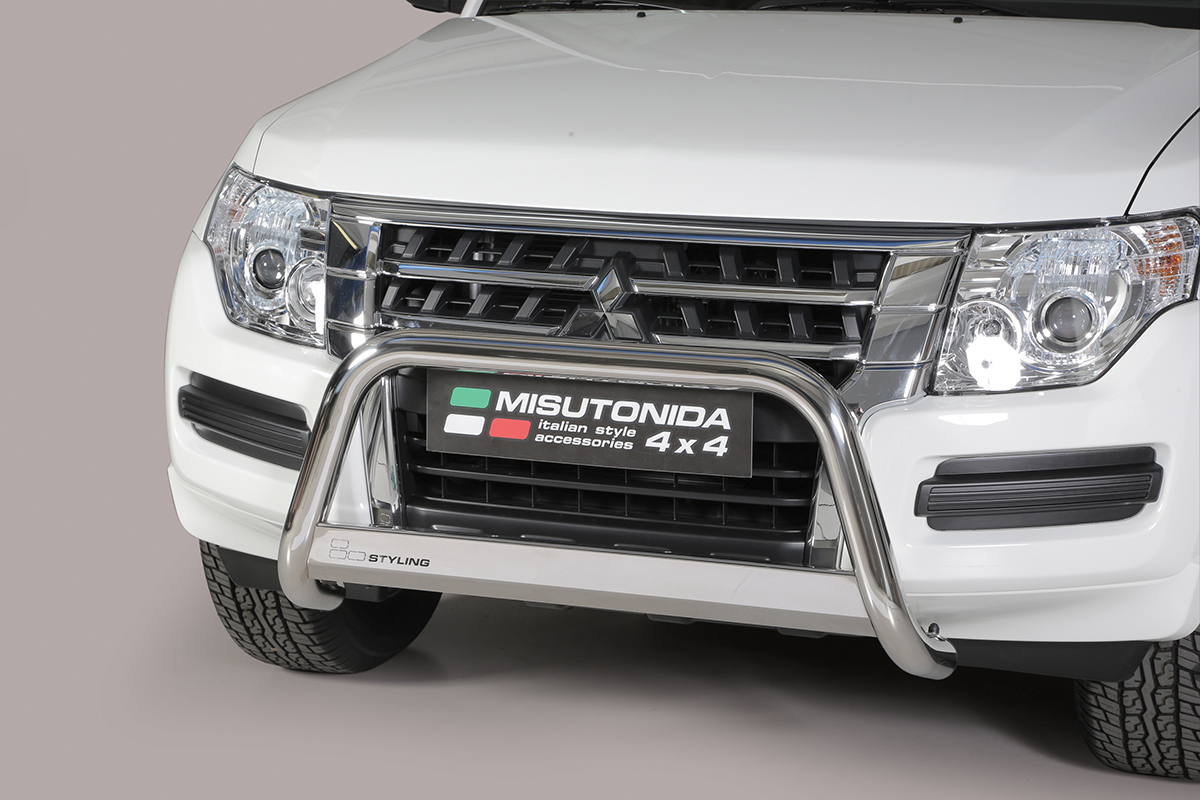 Mitsubishi Pajero V80 2015 tot 2021 - pushbar Ø 63 mm met CE/EU certificaat - RVS 304 hoogglans gepolijst