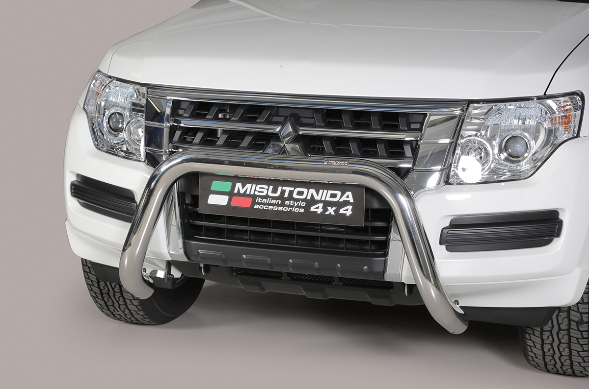 Mitsubishi Pajero V80 2015 tot 2021 - super pushbar Ø 76 mm met CE/EU certificaat - RVS 304 hoogglans gepolijst