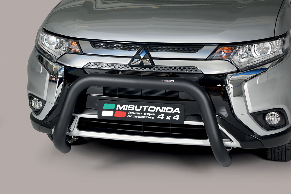 Mitsubishi Outlander 2020 tot heden - super pushbar Ø 76 mm met CE/EU certificaat - RVS 304 zwarte poedercoating