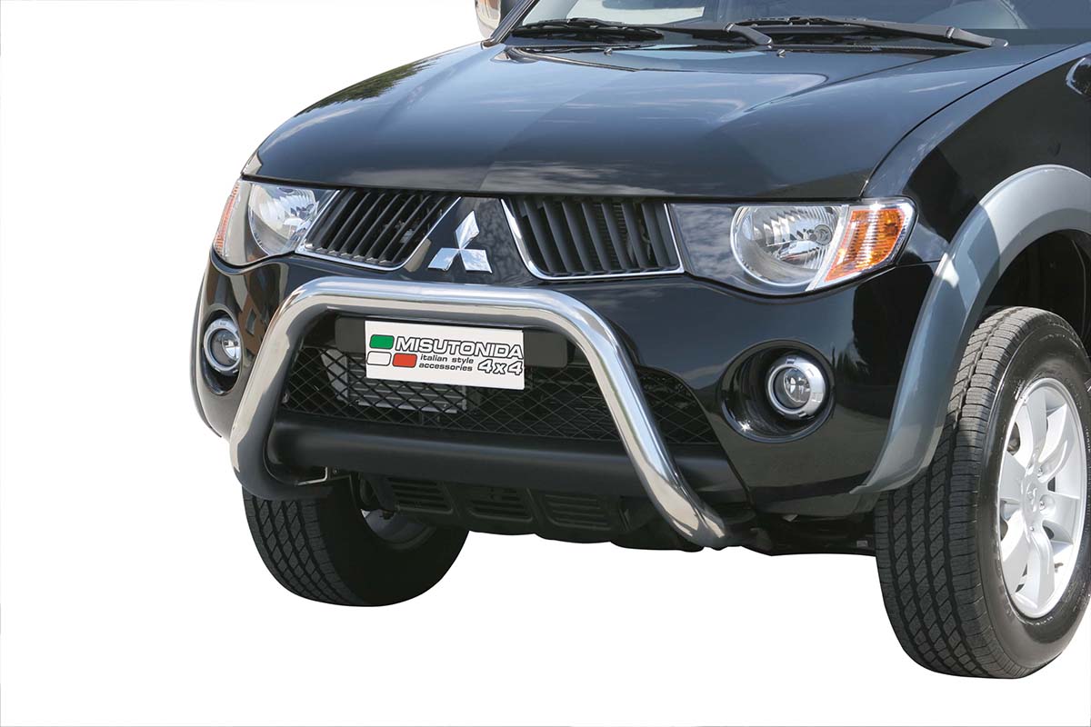 Mitsubishi L200 2006 tot 2015 - super pushbar Ø 76 mm met CE/EU certificaat - RVS 304 hoogglans gepolijst