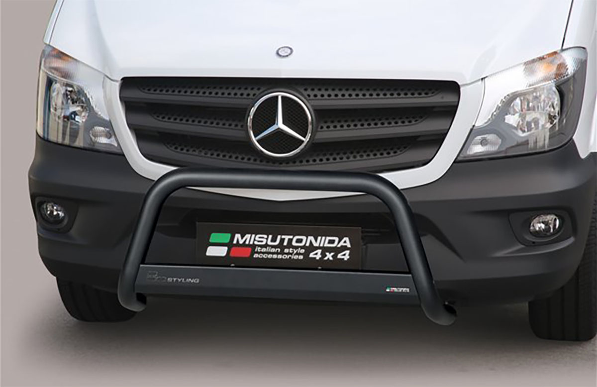 Mercedes Sprinter 2013 tot 2017 - pushbar Ø 63 mm met CE/EU certificaat - RVS 304 zwarte poedercoating