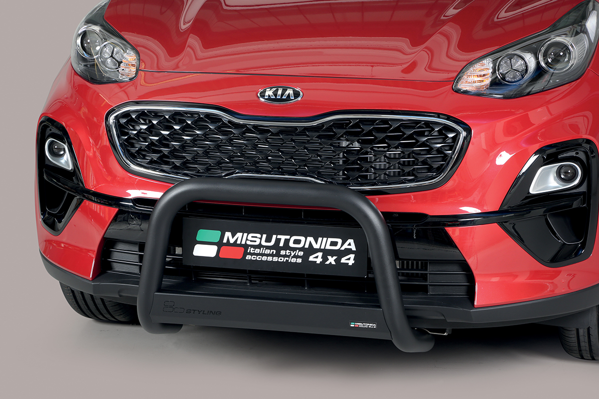 Kia Sportage 2018 tot 2022 - pushbar Ø 63 mm met CE/EU certificaat - RVS 304 zwarte poedercoating