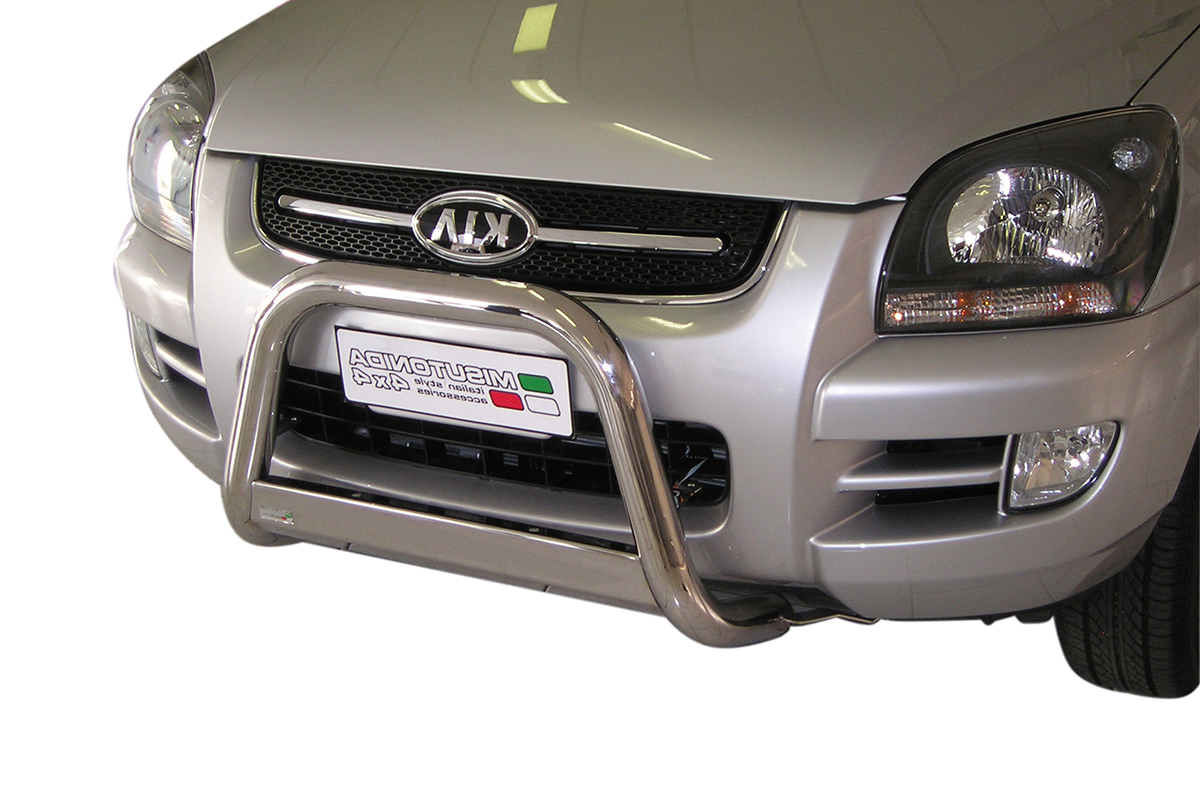 Kia Sportage 2004 tot 2008 - pushbar Ø 63 mm met CE/EU certificaat - RVS 304 hoogglans gepolijst