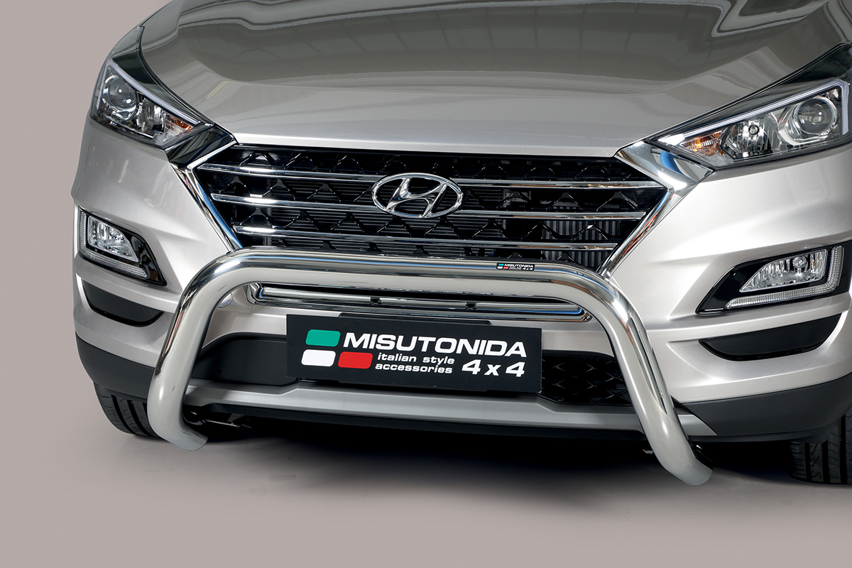 Hyundai Tucson 2018 tot 2021 - super pushbar Ø 76 mm met CE/EU certificaat - RVS 304 hoogglans gepolijst